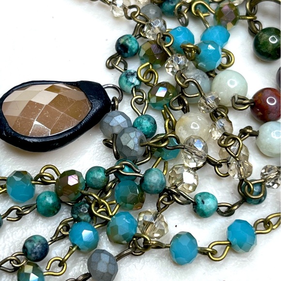 NWT Boho It's Magic Turquoise Blue Beaded Stone Necklace - Picture 7 of 8